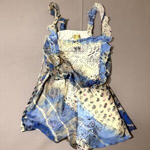 Princess Vera Wang Ruffle Strap Romper Womens XS Multicolor Paisley Tie Dye